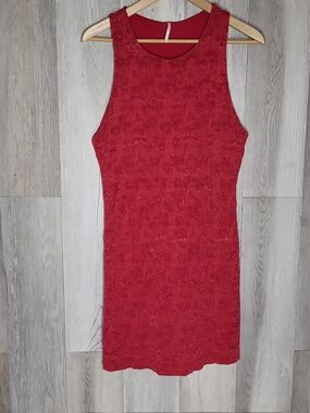 Free People Vivian Lace Textured Sleeveless Dress Cutouts Fitted Party Large